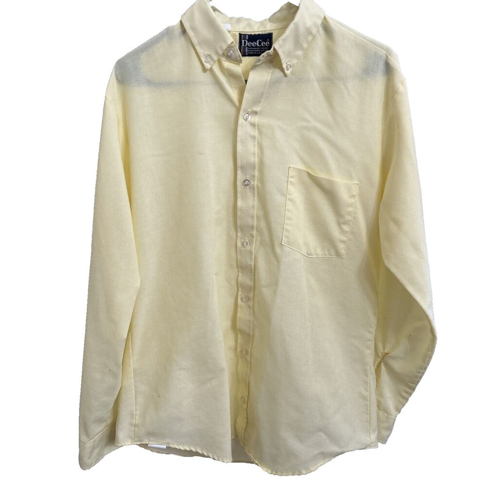 🔥🔥🔥Dee‎ Cee Long Sleeve Men's Button Up Shirt, size L, light yellow🔥🔥🔥
